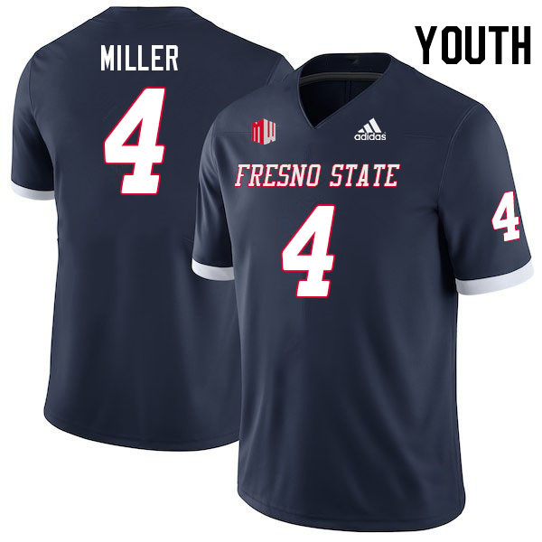 Youth #4 RL Miller Fresno State Bulldogs College Football Jerseys Stitched Sale-Navy - Click Image to Close